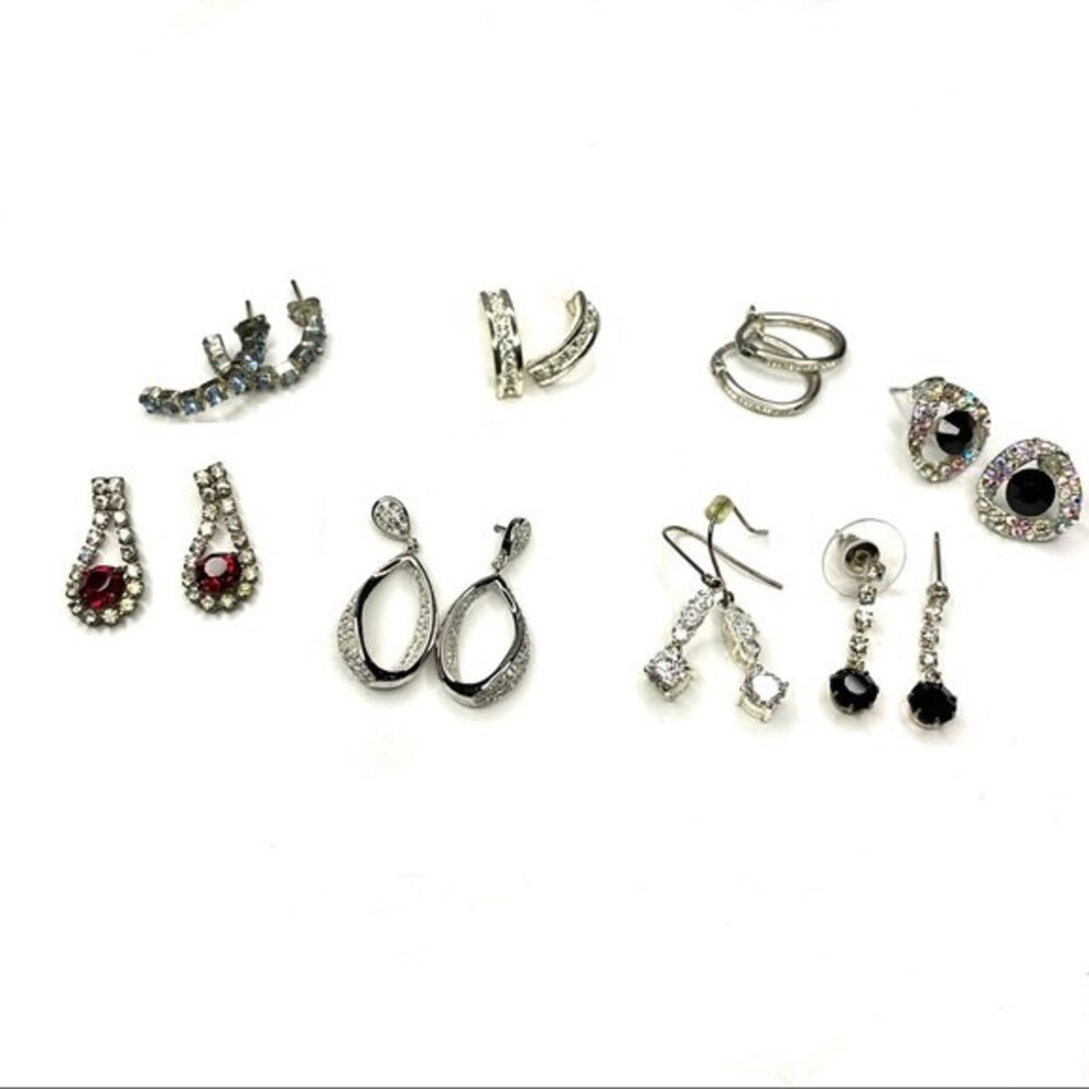 Vintage Dangle & Hoop Variety Drop Earring Bundle Lot of 8
